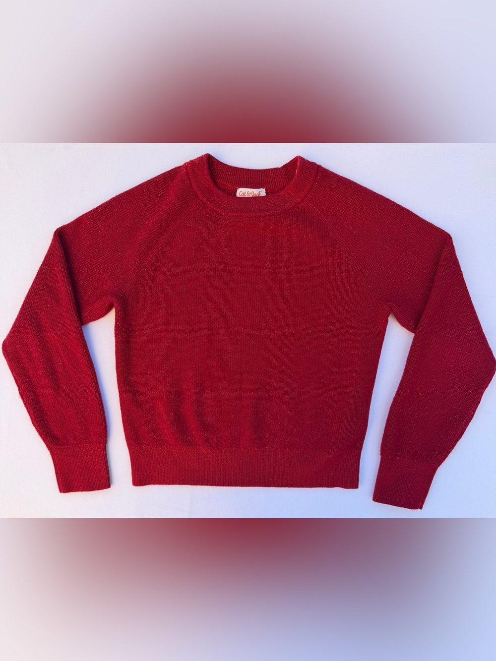 Cat & Jack Girls M 8 Red Shimmer Metallic Knit Sweater NWOT